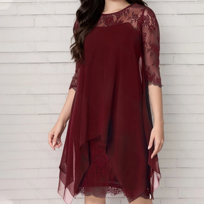 ⏰2026 VENTA DE VERANO – ¡50% DE DESCUENTO! 🔥Vestido Elegante con Encaje y Dobladillo Asimétrico para Mujer