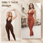 💞¡+50K vendidos!🌸Jumpsuit de cuello en V con súper elasticidad – Comodidad todo el día para fitness y más. Transpirable, flexible y con estilo sin esfuerzo. Tu aliado para el movimiento. 🧘‍♀️💫