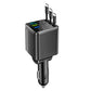 🚗 Fast Charging 7-in-1 Retractable Fast Car Charger with Voltage Display – USB-C For Android&Lighting For APPLE