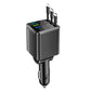 🚗 Fast Charging 7-in-1 Retractable Fast Car Charger with Voltage Display – USB-C For Android&Lighting For APPLE