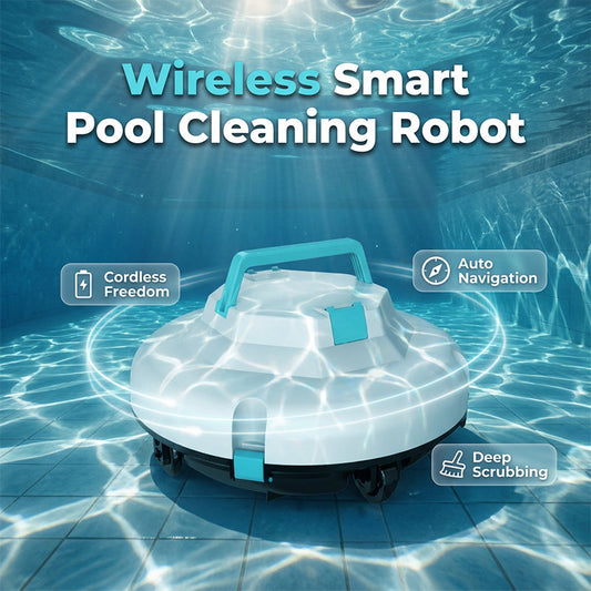 Poolroboter Akku, Akkulaufzeit 130 Minuten, maximale Neigung 18 °, Selbstparken, kabelloser automatischer Poolreiniger, Poolreinigungsroboter, geeignet für flache Pools bis 100 m ²
