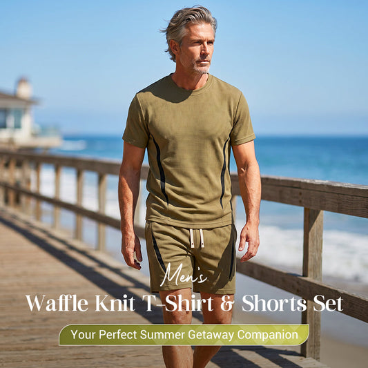 Herren-Set aus Waffelstrick-T-Shirt und Shorts