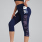 🧘‍♀️ Leggings de yoga para mujer con efecto push-up y paneles de malla – Cintura alta con control de abdomen | Elasticidad en 4 direcciones | Bolsillos laterales | Pantalones capri de entrenamiento a prueba de sentadillas 💨