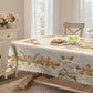 🌸🍽️ ¡50 % de descuento! Mantel impermeable con rosas doradas – efecto gofrado, resistente a las manchas, elegante.