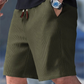 Shorts Casuales de Punto Waffle para Hombre con Cordón