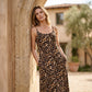 Vestido Maxi con correa de espagueti con estampado de leopardo para mujer