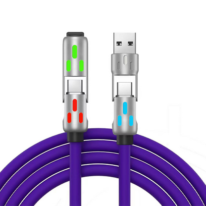 Cable de Carga Rápida Universal RGB 4 en 1 con Luces LED