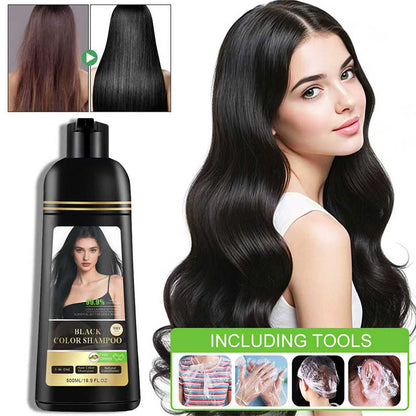 🎉 ¡50% DE DESCUENTO POR TIEMPO LIMITADO! 💇 Champú y acondicionador colorante 3 en 1 para cubrir canas: 99,9 % de cobertura de canas, fórmula botánica natural ✨