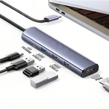 Hub USB-C Portátil 5 en 1 con Salida HDMI 4K