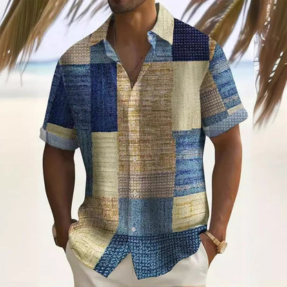 📢📢 ¡50% de descuento!! ⏰ Camisa de hombre con patrón de colores contrastantes