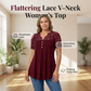 Blusa de encaje con escote en V y manga corta para mujer