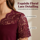 Blusa de encaje con escote en V y manga corta para mujer