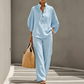 Conjunto para mujer: blusa de cuello alto y pantalón de pierna ancha