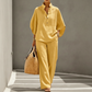 Conjunto para mujer: blusa de cuello alto y pantalón de pierna ancha