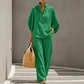 Conjunto para mujer: blusa de cuello alto y pantalón de pierna ancha