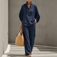 Conjunto para mujer: blusa de cuello alto y pantalón de pierna ancha