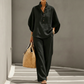 Conjunto para mujer: blusa de cuello alto y pantalón de pierna ancha
