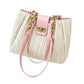 👜 -50% DE DESCUENTO! 🌾 Bolso de Paja Espacioso – Cuero PU + Paja – Trenzado Artesanal y Herrajes Dorados para un Estilo Diario Chic ☀️